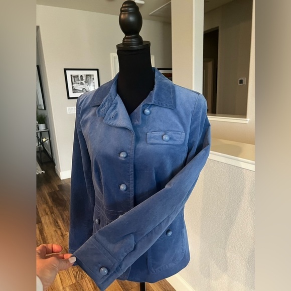 Talbot’s Blue Velvet Military Style Jacket with Structured Fit - Size 8 - Picture 4 of 12